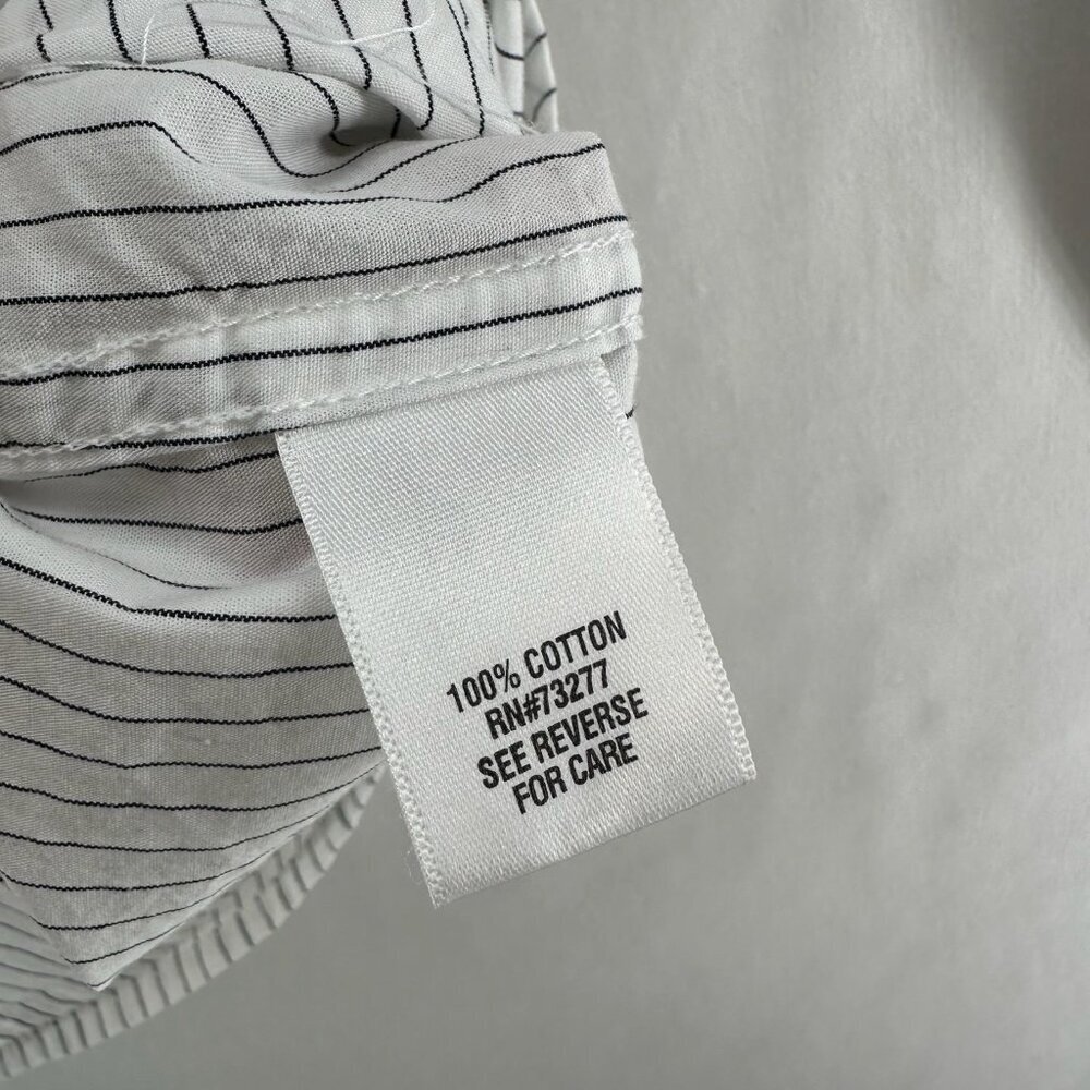 Sonoma Life+Style Shirt Mens S Casual Poplin Button Up Long Sleeve Striped White - Picture 12 of 12